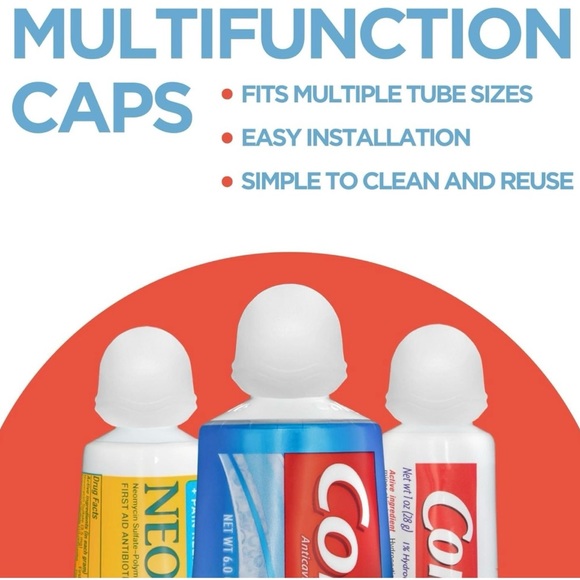 Toothpaste Cap 6pc Multi-Color Self Closing - Picture 4 of 7